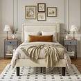 thumbnail image 1 of VECELO 3-Piece Bedroom Set Include Beige Twin Size Bed & 2 Brown Nightstand( 1-Drawer), 1 of 12