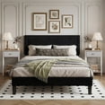 thumbnail image 1 of VECELO 3-Piece Bedroom Set Include Black Full Size Bed & 2 Oak Nightstand( 1-Drawer), 1 of 10