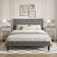 thumbnail image 1 of VECELO 3-Piece Bedroom Set Include Dark Grey Queen Size Bed & 2 Oak Nightstand( 1-Drawer), 1 of 10