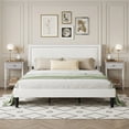 thumbnail image 1 of VECELO 3-Piece Bedroom Set Include White Queen Size Bed & 2 Oak Nightstand( 1-Drawer), 1 of 11