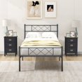 thumbnail image 1 of VECELO 3-Piece Bedroom Set, Metal Platform Bed Frame and 3-Drawer Nightstand, Twin Size, 1 of 8