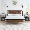 thumbnail image 1 of VECELO 3 Piece Bedroom Set Queen Wood Platform Bed Frame and 2 Brown Nightstands, 1 of 8