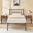 thumbnail image 1 of VECELO 3-Piece Bedroom Set with Twin Metal Bed Frame with Headboard and 2 Brown Nightstands, 1 of 9