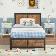 VECELO 3-Piece Bedroom Set with Twin Size Bed Frame and 1-Drawer White Nightstands