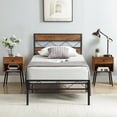 thumbnail image 1 of VECELO 3-Piece Bedroom Set with Twin Size Metal Bed Frame and 2 Brown Nightstands, 1 of 9