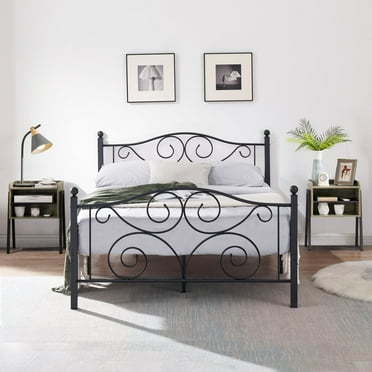 VECELO 3-Piece Bedroom Sets Metal Bed Frame and 2 Nightstand