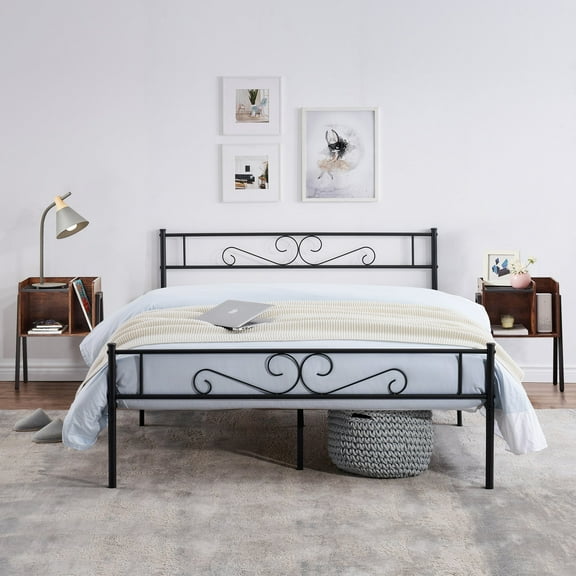 VECELO 3-Piece Bedroom Sets Metal Bed Frame and 2 Nightstands