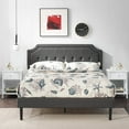 thumbnail image 1 of VECELO 3-Piece Bedroom Sets Upholstered Platform Bed Frame and 2 Nightstand, 1 of 7