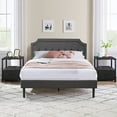 thumbnail image 1 of VECELO 3-Piece Bedroom Sets Upholstered Platform Bed Frame and 2 Nightstand, 1 of 6