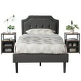 thumbnail image 1 of VECELO 3-Piece Bedroom Sets Upholstered Platform Bed Frame and 2 Nightstand, 1 of 8