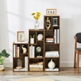 thumbnail image 1 of VECELO 3-Piece Bookcases Bookshelf Multi-Functional 12-Grid Bedroom Living Room Wooden Storage Rack, Brown, 1 of 8