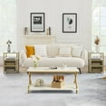 thumbnail image 1 of VECELO 3 Piece Coffee Table Set for Living Room Includes 1 Coffee Table 2 End Table, Gold, 1 of 7