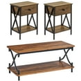 thumbnail image 1 of VECELO 3-Piece Coffee Table Set for Living Room Include Wood Coffee Table + 2 End Tables, Brown, 1 of 8