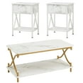 thumbnail image 1 of VECELO 3-Piece Coffee Table Set for Living Room Include Wood Coffee Table + 2 End Tables, Gold+White, 1 of 8