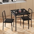 thumbnail image 1 of VECELO 3-Piece Dining Table Set with 2 Chairs, Wooden Square Table and Soft Cuahion Chair for Home Kitchen Breakfast Nook, Small Space, Black, 1 of 7