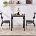 thumbnail image 1 of VECELO 3-Piece Dining Table Sets, Wooden Table & PU Cushion Chair for Kitchen Breakfast Nook, Brown, 1 of 10