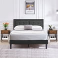 thumbnail image 1 of VECELO 3-Piece Full Bedroom Sets, Upholstered Platform Bed Frame with Adjustable Headboard and 2 Nightstands, Gray+Brown, 1 of 8