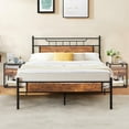 thumbnail image 1 of VECELO 3-Piece Queen Bedroom Set, Metal Platform Bed Frame and 2 Glass Top Nightstands, 1 of 7