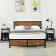 thumbnail image 1 of VECELO 3-Piece Queen Bedroom Sets with Wooden Headboard Bed Frame and 2 Black Nightstands, 1 of 8