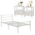 thumbnail image 1 of VECELO 3-Piece White Bedroom Sets Include Twin Bed Frame + 2 Nightstands, 1 of 8