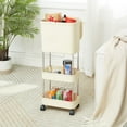 thumbnail image 1 of VECELO Kitchen Trash Can with Lid, Garbage Bin Waste Basket with Wheel, Storage Shelves, White, 1 of 8
