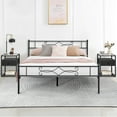 thumbnail image 1 of VECELO 3-piece Bedroom Set, Full Bed Frame with Headboard, Nightstand Set of 2 with 1-Drawer, Open Storage Shelf, Black, 1 of 8
