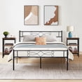 thumbnail image 1 of VECELO 3-piece Bedroom Set, Full Bed Frame with Headboard, Nightstand Set of 2 with 3-tier Open Storage Shelf, Brown, 1 of 8