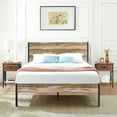 thumbnail image 1 of VECELO 3-piece Bedroom Set Include Queen Bed Frame with 2 Nightstands, Slate&Brown, 1 of 9