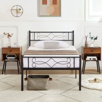 VECELO 3-piece Bedroom Set, Twin Size Metal Bed Frame and Nightstands