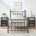 thumbnail image 1 of VECELO 3-piece Bedroom Set, Twin Size Metal Platform Bed Frame and 2 Black Nightstands, 1 of 8