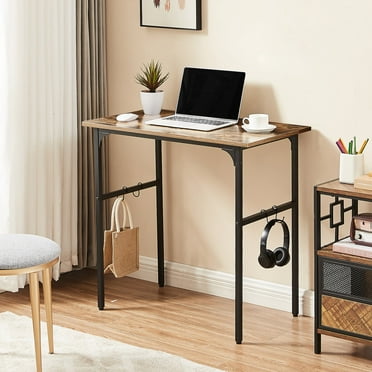 VECELO 31.5 Inch Computer Desk with Headphone Hook, Small Spaces Student Study Laptop PC Writing Table for Home Office, Brown