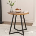 thumbnail image 1 of VECELO 35.4" Round Dining Table, Small Kitchen Table with Sturdy Metal Base, Dining Room Table for 2 to 4 Person, Antique Brown, 1 of 7