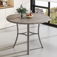 thumbnail image 1 of VECELO 36" Round Dining Table, Kitchen Table Faux Wood-Grain Finish with Metal Base for Living Room Kitchen, Gray, 1 of 7