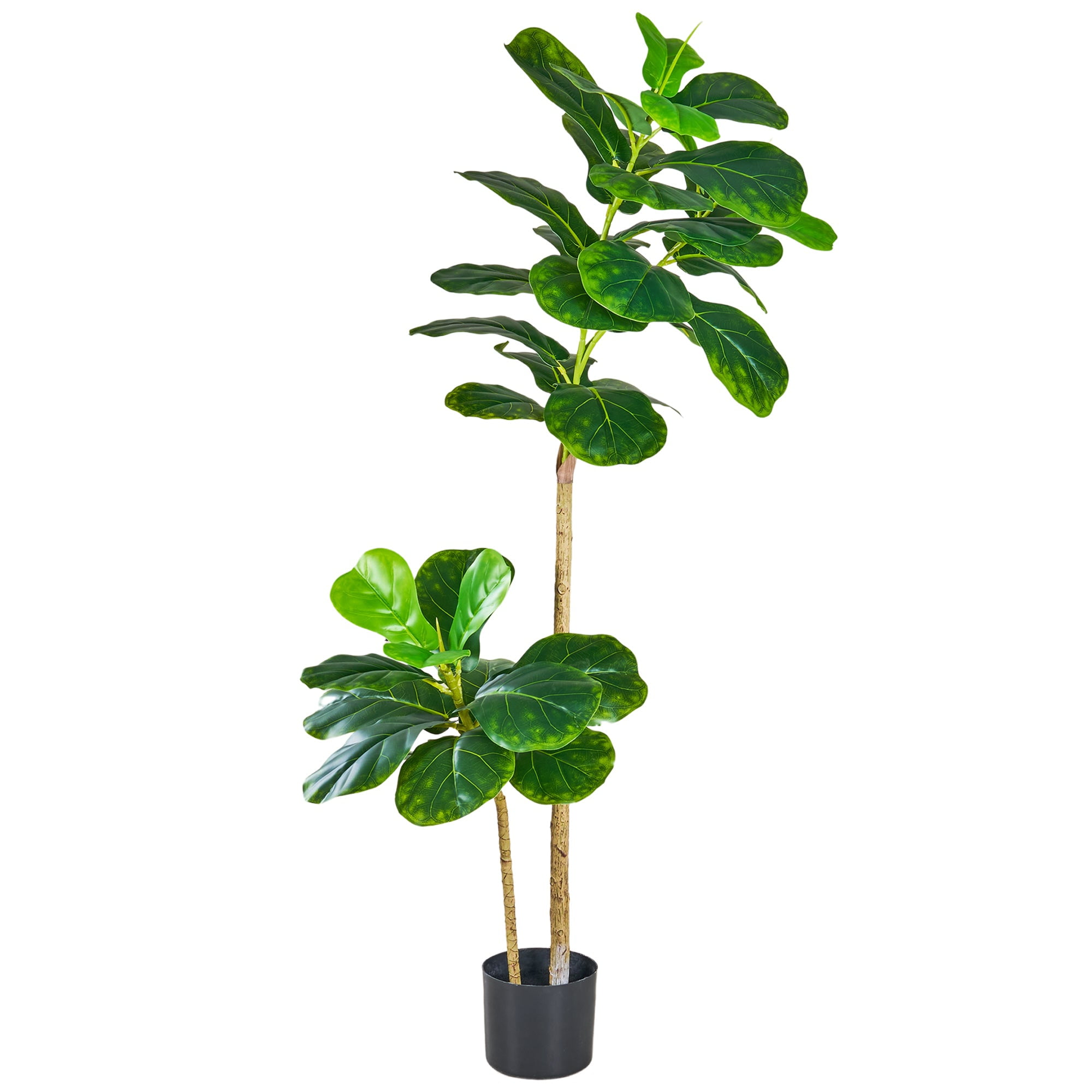 VECELO 4.3FT Artificial Fiddle Leaf Fig Tree, Large Faux Plant Fake Ficus lyrata Silk Trees with Pot for Indoor Outdoor House Living Room Office Home Decor, Green