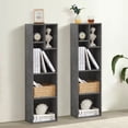 thumbnail image 1 of VECELO 4 Cubes Bookcase Set of 2, Modern 3-Tier Storage Organizer Wood Bookshelf for Home Office Study Living Room, Gray, 1 of 7