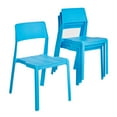 thumbnail image 1 of VECELO 4-Pack Plastic Stackable Dining Chairs, Modern Outdoor Patio Chairs for Restaurant, Poolside and Garden, No Assembly, Blue, 1 of 14