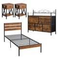 thumbnail image 1 of VECELO 4-Piece Bedroom Set Include Twin Size Bed Frame & Dresser & 2 Nightstand, Brown, 1 of 7