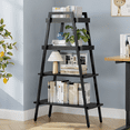 thumbnail image 1 of VECELO 4-Tier Metal Ladder Shelf, Storage Bookshelf Furniture Storage Rack Shelves, Plant Flower Stand for Living Room/Home/ Office, Black, 1 of 13
