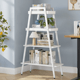 thumbnail image 1 of VECELO 4-Tier Metal Ladder Shelf, Storage Bookshelf Furniture Storage Rack Shelves, Plant Flower Stand for Living Room/Home/ Office, White, 1 of 13