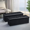 thumbnail image 1 of VECELO 43" Folding Storage Ottoman Bench, Set of 2, Faux Leather Footrest Couch for Living Room Bedroom Hallway, Black, 1 of 9