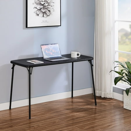 VECELO 47.2" Rectangular Folding Table, Portable Card and Game Activity Table for Indoor or Outdoor, Black