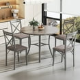 thumbnail image 1 of VECELO 5-Piece Dining Table Set, Modern Faux Marble Table and 4 Upholstered Chairs Set for 4, Round Dining Room Table Set for Small Space, Breakfast Nook, Apartment, Gray, 1 of 12
