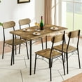 thumbnail image 1 of VECELO 5-Piece Dining Table Set for 4, Wooden Kitchen Table and 4 Chairs for Breakfast Nook, Home, Dinette, Kitchen, Brown, 1 of 10
