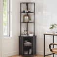 thumbnail image 1 of VECELO 6-Tier Corner Shelf with Storage Cabinet, 63 Inch Tall Bookshelf Balcony Plant Display Stand for Living Room, Home Office, Kitchen, Small Space, Charcoal Gray, 1 of 10