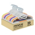 thumbnail image 1 of VECELO 50 Pack Heavy Duty Plastic Hangers, 360º Swivel Hook Coat Hangers, Non-Slip, Space-Saving, Multicolor, 1 of 17