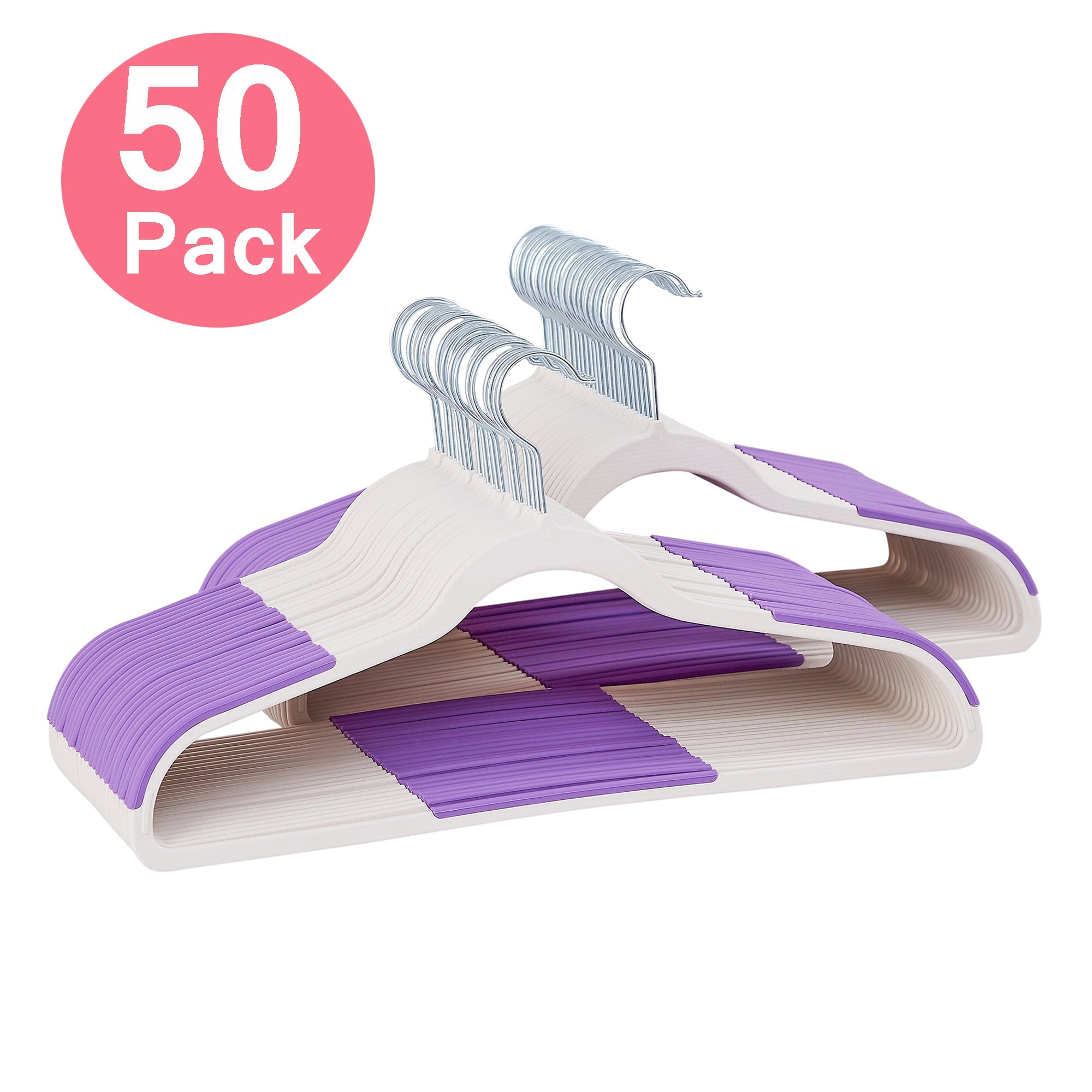 VECELO 50 Pack Heavy Duty Plastic Hangers, 360º Swivel Hook Coat