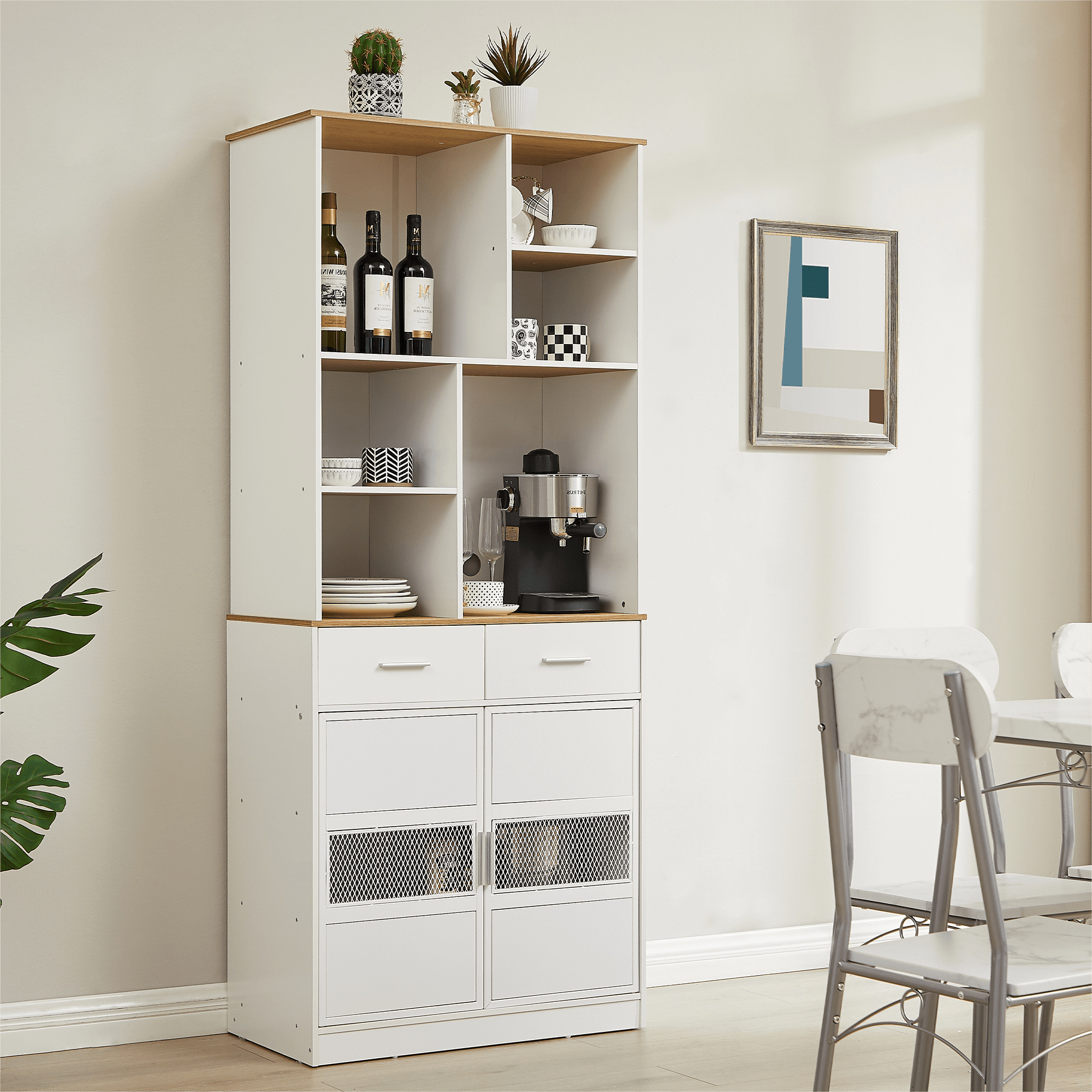 VECELO 72" Kitchen Pantry Cabinet with Drawer and Shelves, Modern ...