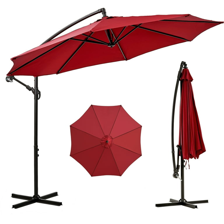 VECELO 8.7ft Patio Umbrella Outdoor Offset Hanging Patio Umbrella with Hand Crank, Easy Tilt Adjustment, Polyester Shade, 8 Ribs for Backyard, VECELO 8.7ft Patio Umbrella Outdoor Offset Hanging Patio Umbrella with Hand Crank, Easy Tilt Adjustment, Polyester Shade, 8 Ribs for Backyard,