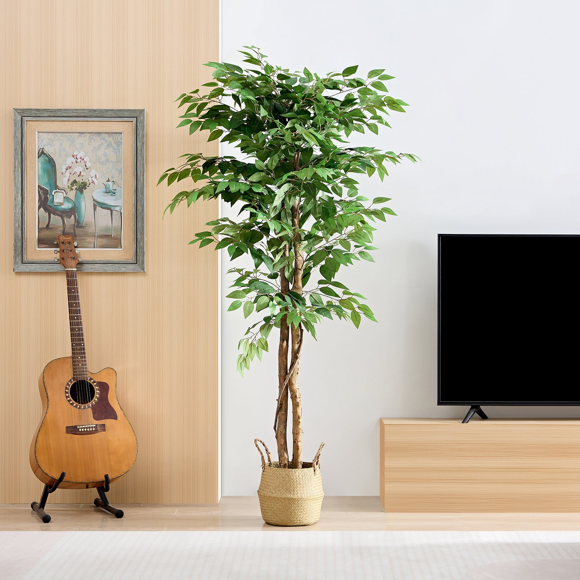 VECELO Artificial Banyan Trees 6FT Tall Faux Silk Banyan Tree Decor ...