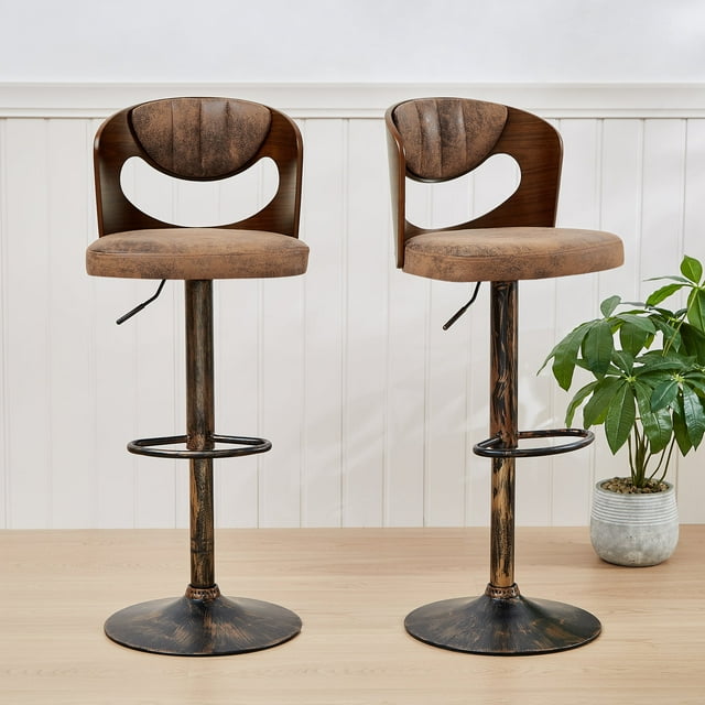 VECELO Bar Stools Set of 2, MidCentury Modern Counter Height Barstools